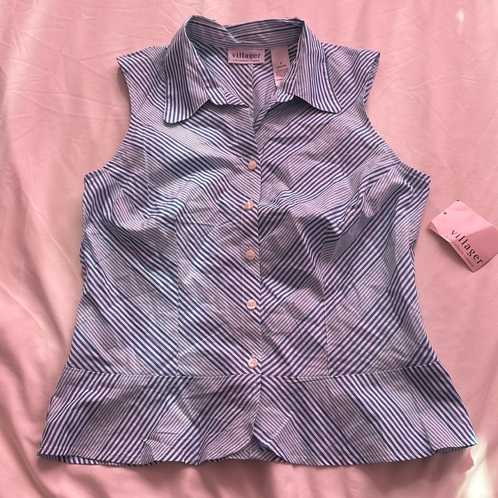 Cute Sleeveless Collar Button up